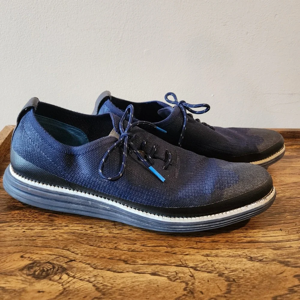 Cole Haan Dress Shoes Mens Size 10.5M Blue‎ Knit Oxford Weatherproof Lightweight